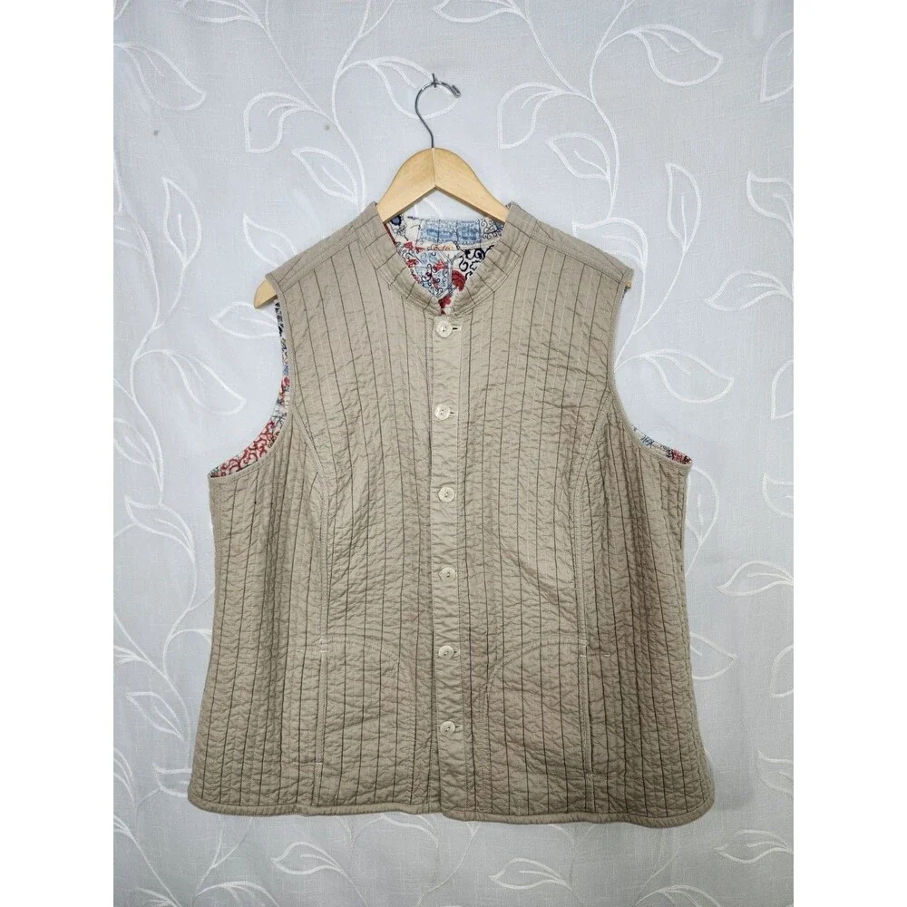 Quilt Sleeveless Womens Jacket Vest Dual Sided Lightweight Cotton XL - Picture 6 of 7